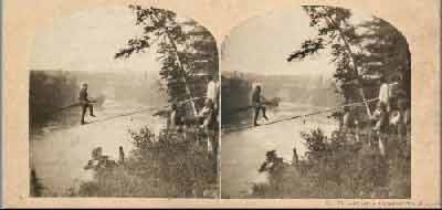 Blondin crossing Niagara 1859